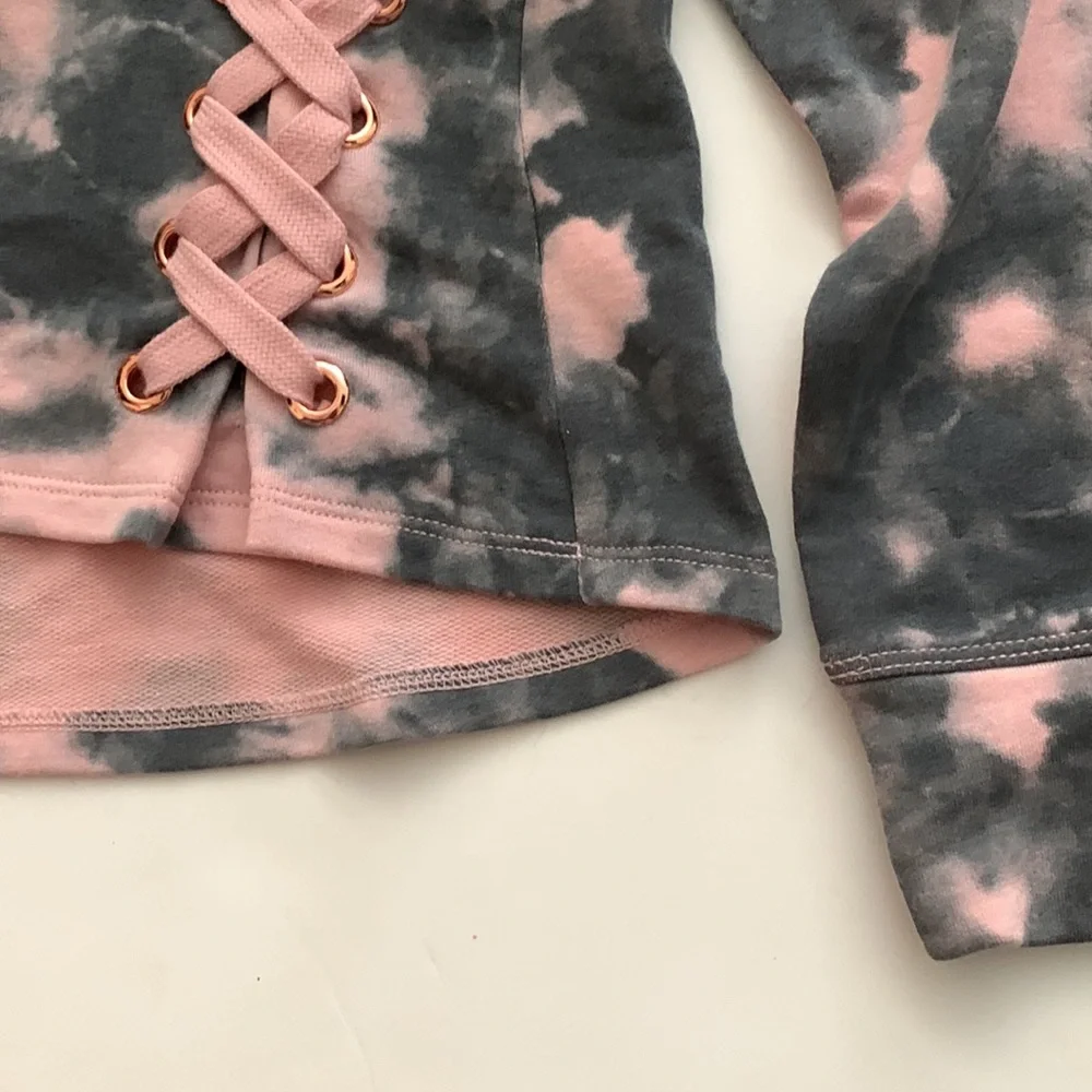 Justice sweatshirt, size 12, pink and gray pattern